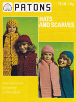 vinage 1970s long scarf and hat knitting patterns
