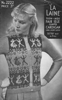 vintage ladies cardigan with fair isle cardigan with panels with dancers bairnswear 1940s