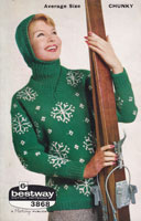 vintage ladies snow flake jumper and balaclava knitting pattern