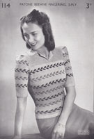 vintage ladies jumper knitting pattern 1940s patons 114
