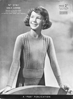 vintage girls jumper knitting patterm from 1930s