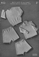 vintage boys knitting pattern for shorts and jumper 1940s