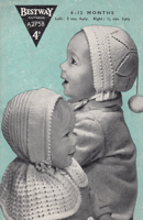 vintage baby bonnet knitting pattern from 1940s