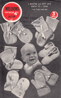 vintage baby mittens and bootees knitting pattern from 1940s wartime