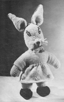 vintage 1950s girl bunny knitting pattern 15 inches tall