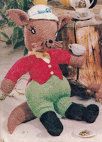 vintage toy knitting pattern from 1950s fox dressed 21 inches