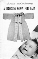 vintage baby dressing gown knitting pattern from 1950s