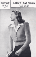 vintage ladies cardigan with padded shoulder 1940s