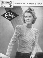 ladies vintage knitting pattern for feather and fan summer jumper 1940s