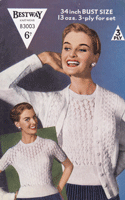 Great vintage ladies lacy twin set knitting pattern