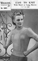 vintage weldon ladies jumper knitting pattern 1940s