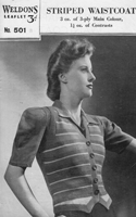 vintage ladies stripe waistcat knitting pattern 1940s