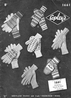 vintage fair isle and palin gloves knitting pattern for children aged 4 to 10 years from 1940s