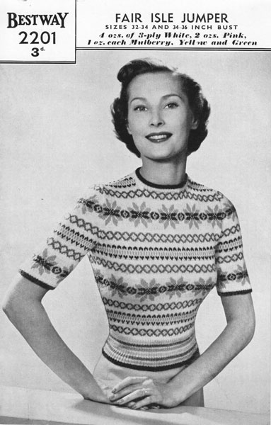 Vintage 1940s Knitting Pattern Girls 'Banded'' Fair Isle Cardigans  FREE UK P&P 
