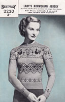 vintage ladies norweigan jersy bestway fair isle knitting pattern 1940s
