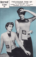 vintage ladies twin set knitting pattern 1940s fair isle yoke 1940s