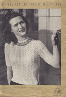 vintage ladies jumper knitting pattern with fair isle yoke 1940s