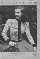 vintage ladies fair isle cardiganknitting pattern 1940s