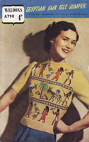 vintage egyptian motif jumper 1940s knitting pattern weldons