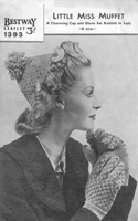 vintage ladies hat and gloves knitting pattern wartime 1940s