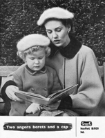 vintage ladies and childs angora beret knitting pattern from 1950s