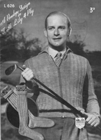 vintage mans knitting pattern for jacket and socks for golfing 1930s