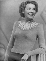 vintage yoked fai isle knitting patten for ladies jumper 1940s