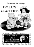 vintage baby doll and girl doll knitting pattern from 1950s