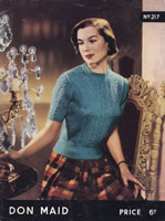 vintage ladies 1950s short sleeved lacy jumper for the summer knitting pattern