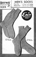 mens vintage sock knitting pattern 1940s wartime