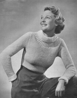 vintage ladies polo neck jumper knitting pattern from 1940s
