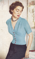 vintage ladies cardigan knitting pattern 1950s