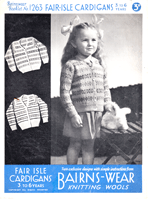 childs fair isle cardigans three to six years 1940s
