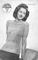 vintage ladies jumper knitting pattern 1846L