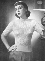 vintage 1940s ladies knitting pattern for asummer jumper