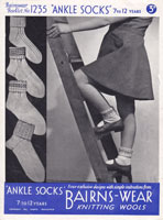 vintage girld ankels socks knitting pattern 1940s