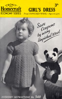 vintage girls dress knitting pattern 2-4 years old