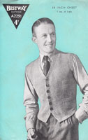 vintage mens waistcoat knitting pattern from 1940s 