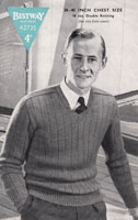 vintage mens pullove knitting pattern from 1940s v neck saddles shoulder to fit 40 inch chest