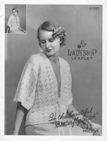 vintage ladies bed jacket knitting pattern from 1930s
