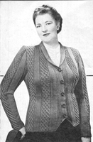 vintage fuller figure ladies cardigan knitting pattern from 1950