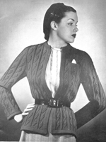 ladies jacket in cable knitting pattern 1950
