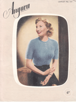 vintage angora knitting pattern from 1950s
