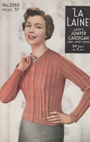 vintage bairnswear 2263 ladies cardigan knitting pattern from 1950s