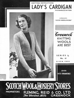 vintage ladies cardigan knitting pattern fprm Greenock series L no 61