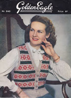 vintage ladies fair isle waist coat knitting pattern 1940s