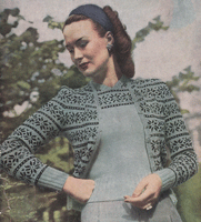 vintage ladies knitting pattern for fair isle cardigan 1940s