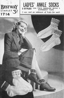 vintage ladies ankle sock knitting pattern 1940s war time pattern