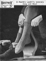 vintage ladies sock knitting pattertn 1940s
