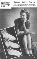 vintage ladies ankle sock knitting pattern 1940s